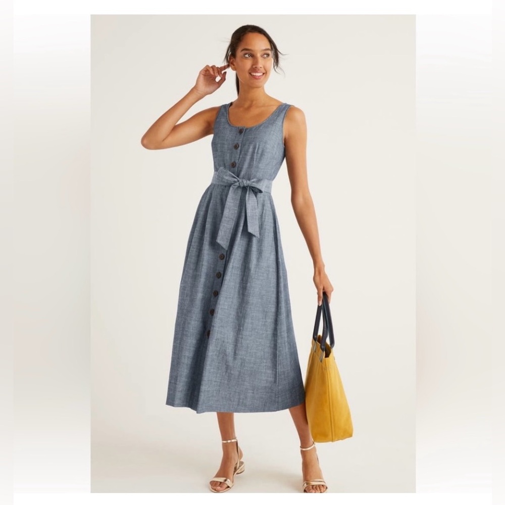 Boden Blue Sleeveless Scoop Neck Midi Sundress